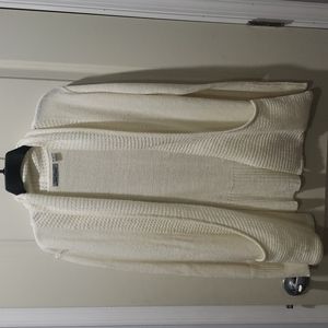 Women's White Long Knit Cardigan Small